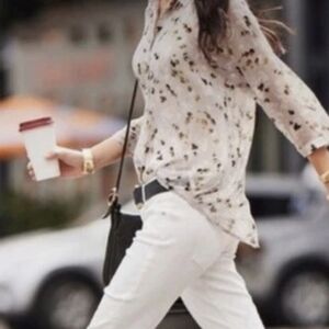 CAbi Floral Blouse in Grey and Black